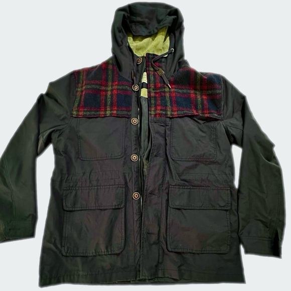 VTG RARE Authentic MFG Co Forestland Hooded Navy Blue Jacket Coat Sz. XL - Picture 1 of 9